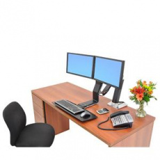 ERGOTRON WorkFit-A, Dual Display, Polished aluminum, nastavitelný stolní držák pro dva monitory , kláv.