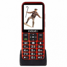 EVOLVEO EasyPhone LT, mobilní telefon pro seniory s nabíjecím stojánkem (červená barva)