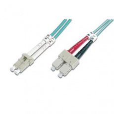 DIGITUS Fiber Optic Patch Cord, LC to SC, Multimode 50/125 µ, Duplex Length 1m, Class OM3