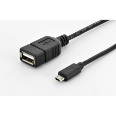 Ednet Kabelový adaptér USB 2.0, OTG, typ micro B - A M / F, 0,3 m, vysokorychlostní, micro B