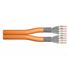 Digitus Instalační kabel CAT 7 S-FTP, 1200 MHz Dca (EN 50575), AWG 23/1, 500 m buben, duplex, barva oranžová