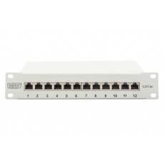 DIGITUS CAT 6A Patch Panel, stíněný, 12-portové pole se štítkem, 1U, 10 "montáž do stojanu, šedá RAL 7035