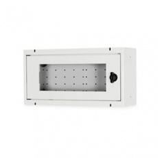 DIGITUS Skříň pro domácí automatizaci na zeď, povrchová montáž 200x400x100 mm, rámy skleněné dveře, šedá (RAL 7035)