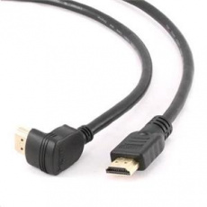 GEMBIRD Kabel HDMI-HDMI 3m, 1.4, M/M stíněný, zlacené kontakty, 90° lomený, černý