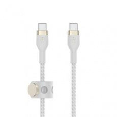 Belkin USB-C na USB-C kabel, 2m, bílý - odolný PRO Flex