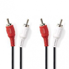 Nedis CAGB24200BK100 - Stereofonní Audio Kabel | 2x RCA Zástrčka - 2x RCA Zástrčka | 10 m | Černá barva