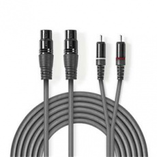 Nedis COTH15230GY30 - XLR Audiokabel | 2x XLR 3pinová Zásuvka – 2x RCA Zástrčka | 3 m | Šedá barva
