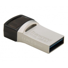 Transcend 32GB JetFlash 890, USB-C/USB 3.1 duální flash disk, malé rozměry, stříbrný kov, odolá prachu i vodě