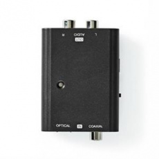 Nedis ACON2509BK - Digitální audio převodník | 2cestný | Vstupní konektor: 1x S / PDIF (RCA) Zásuvka / 1x TosLink Zásuvka |
