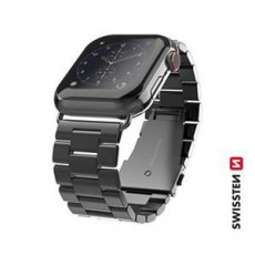 SWISSTEN REMÍNEK PRO APPLE WATCH KOVOVÝ 42-44 mm CERNÝ