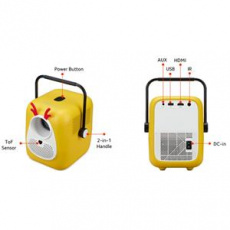 AOpen QF23s, Smart LED, FHD (1920 x 1080)  250 ANSI, 1000:1, HDMI, USB, Wifi, repro 2x3W, 1.23 Kg, Yellow