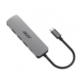 Acer 5IN1 Type- C dongle, 1x HDMI (až 3840x2160@60hz), 3x USB 3.0 5Gbps ports, 1x Type-C up to 100W PD port (host)