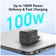 Acer 100W GaN charger - Black; 3 nabíjecí porty: 2x USB-C + 1x USB-A; rychlé nabíjení (PD3.0, PPS, Quick Charge) EU+UK;obal,černý