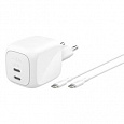 Belkin BOOST CHARGE™ PRO Duální 67W USB-C Power Delivery GaN PPS nástěnná nabíječka + 2m USB-C/USB-C kabel, bílá