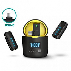 CONNECT IT Wireless mikrofon ClipMic Pro USB-C (2 ks + receiver) set ČERNÝ