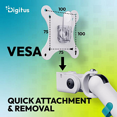 Digitus držák na jeden monitor 35"/10 kg, mechanická pružina, VESA: 75x75, 100x100, bílá