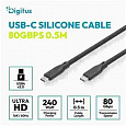 Digitus silikonový kabel USB4 verze 2.0, USB 80 Gbps, 0,5 m, černý