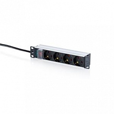 DIGITUS 10" prodlužovací kabel s hliníkovým profilem, 4zásuvkový uzemněný prodlužovací kabel s vypínačem