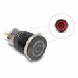 Delock Push Switch pro instalaci černý 19 mm 12 V 5 x pájené připojení LED červený symbol napájení + kroužek