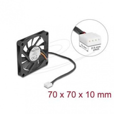 Delock Axiální ventilátor: 12 V DC, 70 x 70 x 10 mm, černý