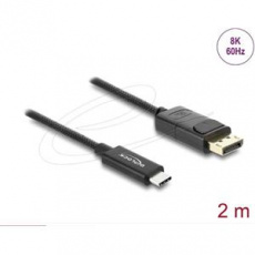 Delock Koaxiální kabel USB Type-C™ na DisplayPort (DP Alt Mode) 4K 60 Hz s pleteným opláštěním 2 m