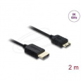 Delock Koaxiální kabel High Speed HDMI HDMI samec na Mini HDMI samec 8K 60 Hz 2 m