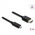 Delock Koaxiální kabel High Speed HDMI HDMI samec na Micro HDMI samec 8K 60 Hz 3 m