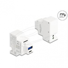 Delock Modul Keystone s nabíjecími porty USB Typ-A a USB Type-C™, PD 20 W, bílý