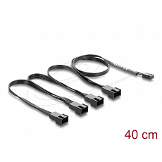 Delock Kabel ventilátoru z 1 čtyřpinové zásuvky PWM na 4 x 4 pinové zástrčky PWM, černý – délka 40 cm, s větví 20 cm