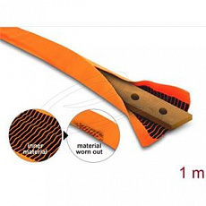 Delock Plochý textilní návlek s dvojitou vrstvou 40 x 16 mm pro kabely nebo měděné sběrnice, PET, oranžový, 1 m