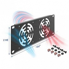 Delock 10” kryt racku na 2 ventilátory, 80 x 80 mm, 2U, tmavě šedá