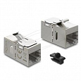 Delock Spojka modulu Keystone ze zásuvky RJ45 na zásuvku RJ45 Cat.6A s kovovou západkou a sponou, stíněná