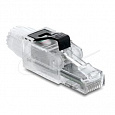 Delock Zástrčka RJ45 pro montáž v terénu, Cat.6A, nestíněná, průhledná / černá