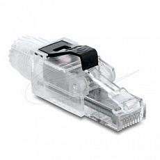 Delock Zástrčka RJ45 pro montáž v terénu, Cat.6A, nestíněná, průhledná / černá