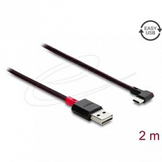 Delock Kabel EASY-USB 2.0 Typ-A samec na USB Type-C samec pravoúhlý levý / pravý 2 m černý