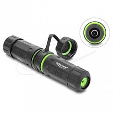 Delock Kabelový konektor ze zásuvky DC 5,5 x 2,1 mm na zásuvku DC 5,5 x 2,1 mm, se závitem M20 x 1,5 mm a ochrannou kryt