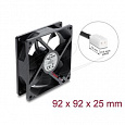 Delock Axiální ventilátor 48 V DC, 92 x 92 x 25 mm s 2-pinovým zásuvkovým konektorem ventilátoru, černý
