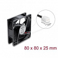Delock Axiální ventilátor 48 V DC, 80 x 80 x 25 mm s 2-pinovým zásuvkovým konektorem ventilátoru, černý