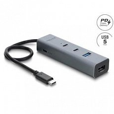 Delock Dvouportový kabelový rozbočovač USB 5 Gbps Typ-A s kDelock 4 portový rozbočovač USB 5onektorem USB Type-C™, 25 cm