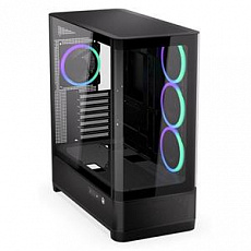 Endorfy Aquarius 8000 Corona,Skříň, E-ATX, 4× ARGB 120mm ventilátor, 2× USB 3.0, 1× USB-C, panoramatická, zaoblené sklo, černá