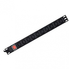 GEMBIRD rozvodná jednotka PDU s 10 zásuvkami C13, výška 1U, proud 16 A, zástrčka C19, kabel 2 m