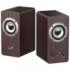 Genius SP-HF400 Reproduktory, 2.0, 10W, 3,5mm jack, dřevěné, tmavé dřevo