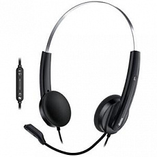 Genius HS-220U AI,Headset, náhlavní, drátový, s mikrofonem, ovl. hlasitosti, Copilot,USB, 2,4m kabel,černá
