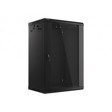 LANBERG 19" RACKOVÁ SKŘÍŇ PRO MONTÁŽ NA STĚNU 18U/600X450 (v rozloženém stavu) S PROSKLENÝMI DVEŘMI ČERNÁ  V2