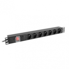 LANBERG NAPÁJECÍ DISTRIBUČNÍ JEDNOTKA (PDU) 19"  1U 10A 2M 7X FRANCOUZSKÉ ZÁSUVKY ČERNÁ C14