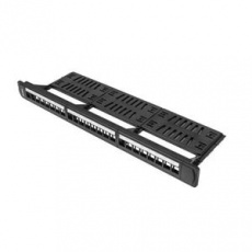 LANBERG 24PORTOVÝ PATCH PANEL 1U S ORGANIZÉREM PRO KEYSTONE MODULY ČERNÝ