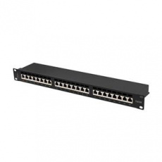LANBERG PATCH PANEL 24 PORTŮ 1U 19" CAT.6A FTP STÍNĚNÝ ČERNÝ