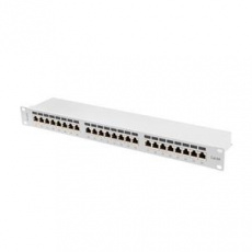 LANBERG PATCH PANEL 24 PORTŮ 1U 19" CAT.6A FTP STÍNĚNÝ ŠEDÝ