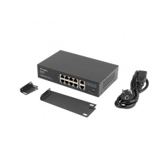 LANBERG SWITCH  8X 100MB POE+/2X 1GB UNMANAGED RACK 10"/19" GIGABIT ETHERNET 120W