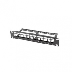 LANBERG PATCH PANEL 12 PORTŮ 1U S ORGANIZÉREM PRO KEYSTONE MODULY ČERNÝ